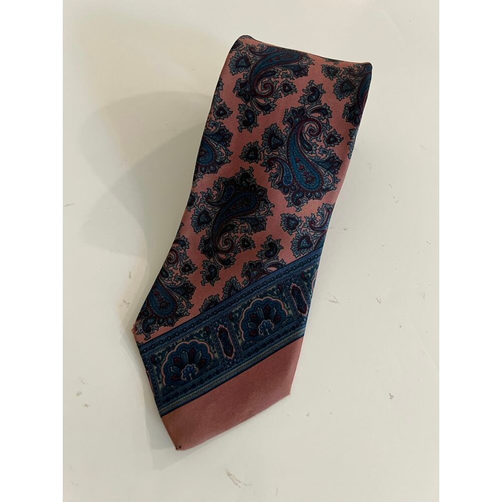Mallory & Church London Men's 100% Silk Neck Tie Pink Blue Paisley JL